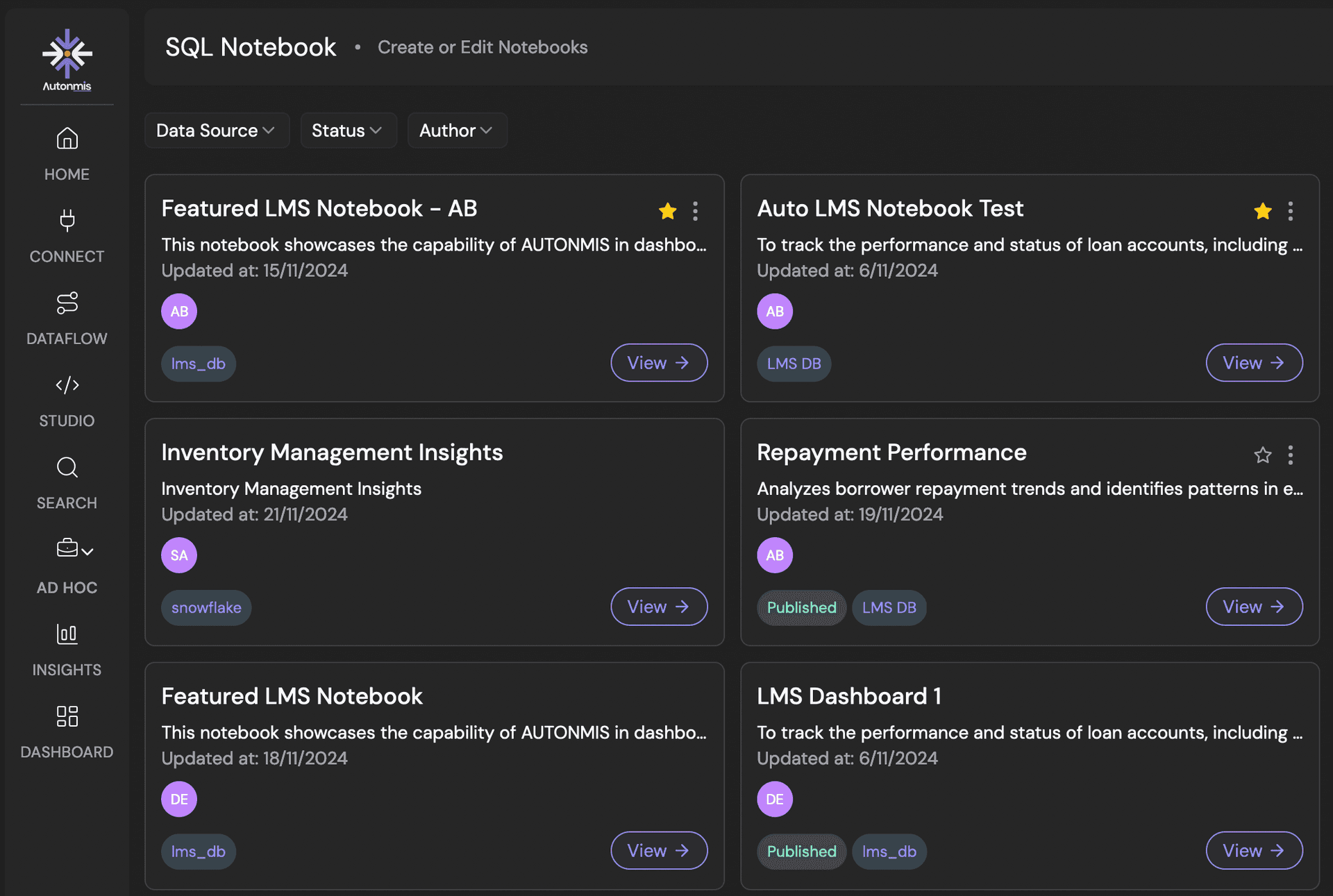 Autonmis platform interface