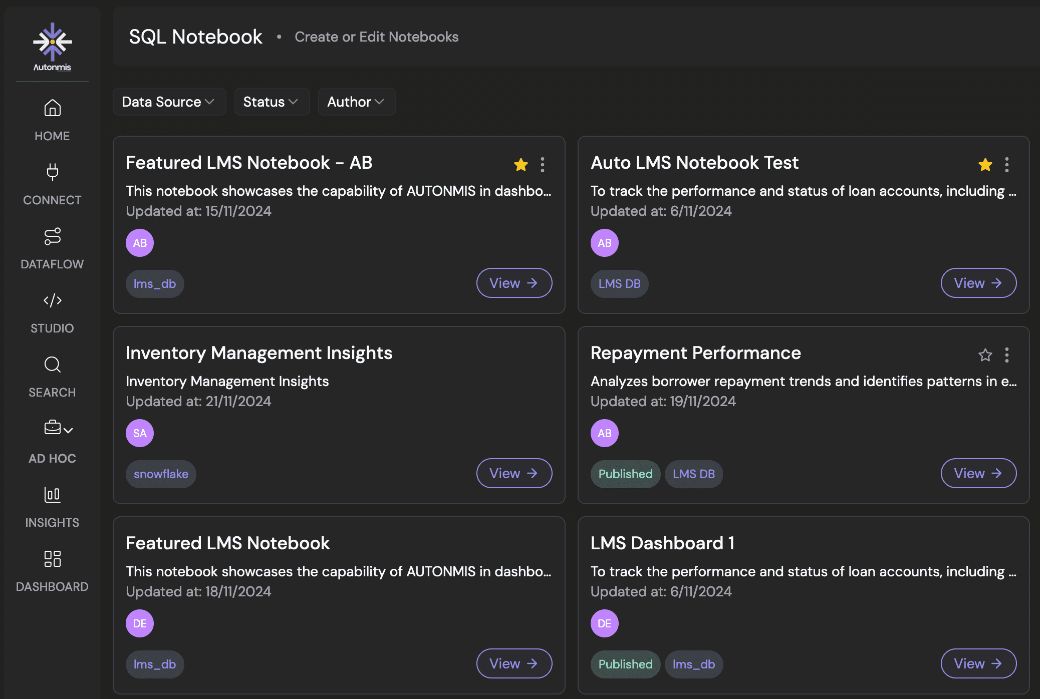 Autonmis platform interface